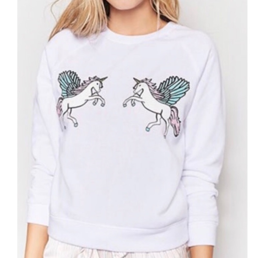 Forever 21 White Unicorn Sweatshirt Medium New